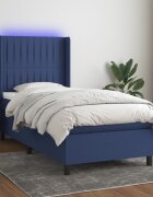vidaXL Боксспринг легло с матрак и LED синя 90x200 см плат