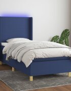 vidaXL Боксспринг легло с матрак и LED синя 90x200 см плат