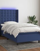 vidaXL Боксспринг легло с матрак и LED синя 90x200 см плат