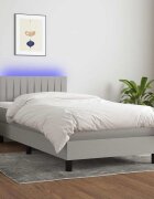 vidaXL Боксспринг легло с матрак и LED светлосиво 100x200 см плат