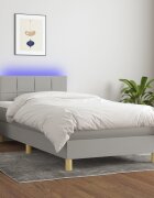 vidaXL Боксспринг легло с матрак и LED светлосиво 100x200 см плат