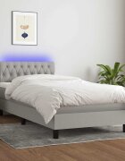 vidaXL Боксспринг легло с матрак и LED светлосиво 100x200 см плат