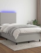 vidaXL Боксспринг легло с матрак и LED светлосиво 120x200 см плат