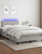vidaXL Боксспринг легло с матрак и LED светлосиво 120x200 см плат