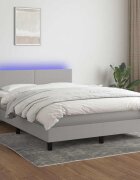vidaXL Боксспринг легло с матрак и LED светлосиво 140x190 см плат