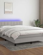 vidaXL Боксспринг легло с матрак и LED светлосиво 140x190 см плат