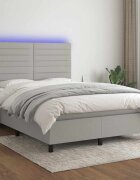 vidaXL Боксспринг легло с матрак и LED светлосиво 140x190 см плат