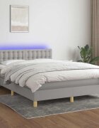 vidaXL Боксспринг легло с матрак и LED светлосиво 140x190 см плат