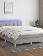 vidaXL Боксспринг легло с матрак и LED светлосиво 140x200 см плат