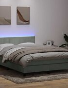 vidaXL Боксспринг легло с матрак и LED светлосиво 160x210 см кадифе