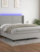 vidaXL Боксспринг легло с матрак и LED светлосиво 180x200 см плат