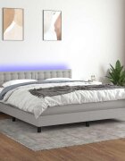 vidaXL Боксспринг легло с матрак и LED светлосиво 180x200 см плат