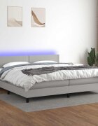 vidaXL Боксспринг легло с матрак и LED светлосиво 200x200 см плат