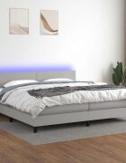 vidaXL Боксспринг легло с матрак и LED светлосиво 200x200 см плат