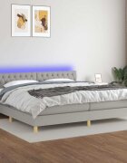 vidaXL Боксспринг легло с матрак и LED светлосиво 200x200 см плат