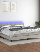 vidaXL Боксспринг легло с матрак и LED светлосиво 200x200 см плат