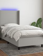 vidaXL Боксспринг легло с матрак и LED светлосиво 80x200 см плат