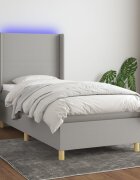 vidaXL Боксспринг легло с матрак и LED светлосиво 80x200 см плат