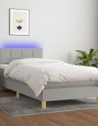 vidaXL Боксспринг легло с матрак и LED светлосиво 80x200 см плат