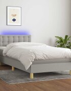 vidaXL Боксспринг легло с матрак и LED светлосиво 80x200 см плат