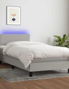 vidaXL Боксспринг легло с матрак и LED светлосиво 80x200 см плат