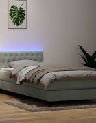 vidaXL Боксспринг легло с матрак и LED светлосиво 80x220 см кадифе