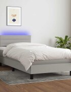 vidaXL Боксспринг легло с матрак и LED светлосиво 90x190 см плат