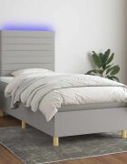 vidaXL Боксспринг легло с матрак и LED светлосиво 90x190 см плат