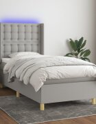 vidaXL Боксспринг легло с матрак и LED светлосиво 90x190 см плат