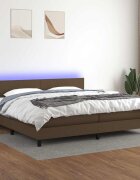 vidaXL Боксспринг легло с матрак и LED тъмнокафява 200x200 см плат