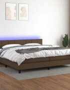 vidaXL Боксспринг легло с матрак и LED тъмнокафява 200x200 см плат