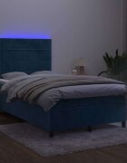 vidaXL Боксспринг легло с матрак и LED тъмносиньо 120x190 см кадифе