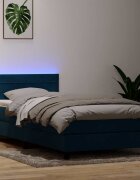 vidaXL Боксспринг легло с матрак и LED тъмносиньо 80x210 cm кадифе