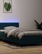 vidaXL Боксспринг легло с матрак и LED тъмносиньо 80x210 cm кадифе