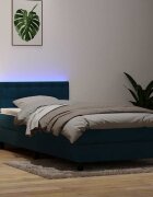 vidaXL Боксспринг легло с матрак и LED тъмносиньо 80x220 cm кадифе