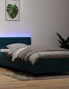 vidaXL Боксспринг легло с матрак и LED тъмносиньо 80x220 cm кадифе