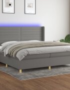 vidaXL Боксспринг легло с матрак и LED тъмносива 200x200 см плат