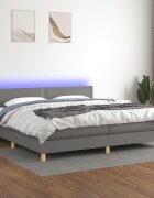 vidaXL Боксспринг легло с матрак и LED тъмносива 200x200 см плат