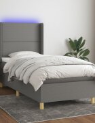 vidaXL Боксспринг легло с матрак и LED тъмносиво 100x200 см плат