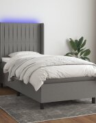 vidaXL Боксспринг легло с матрак и LED тъмносиво 100x200 см плат