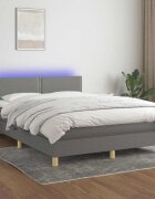 vidaXL Боксспринг легло с матрак и LED тъмносиво 140x200 см плат