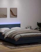 vidaXL Боксспринг легло с матрак и LED тъмносиво 160x210 см кадифе