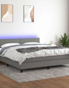 vidaXL Боксспринг легло с матрак и LED тъмносиво 180x200 см плат