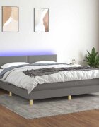 vidaXL Боксспринг легло с матрак и LED тъмносиво 180x200 см плат