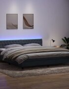 vidaXL Боксспринг легло с матрак и LED тъмносиво 180x210 см кадифе