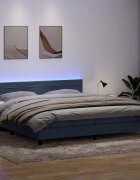 vidaXL Боксспринг легло с матрак и LED тъмносиво 180x210 см кадифе