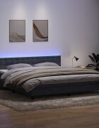 vidaXL Боксспринг легло с матрак и LED тъмносиво 180x210 см кадифе