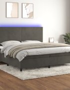 vidaXL Боксспринг легло с матрак и LED тъмносиво 200x200 см кадифе