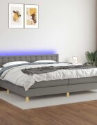 vidaXL Боксспринг легло с матрак и LED тъмносиво 200x200 см плат