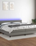 vidaXL Боксспринг легло с матрак и LED тъмносиво 200x200 см плат